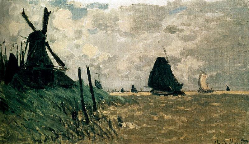 Claude Monet A Windmill Near Zaandam